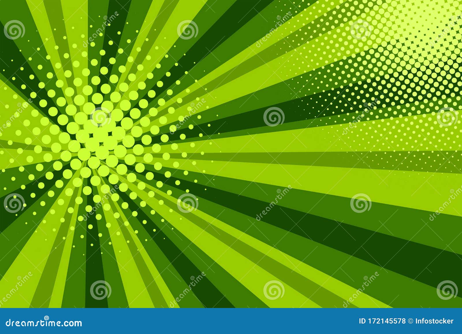 Comic Green Sunbeam Background Retro Pop Art Style Cartoon Stock Vector -  Illustration of pattern, circle: 172145578