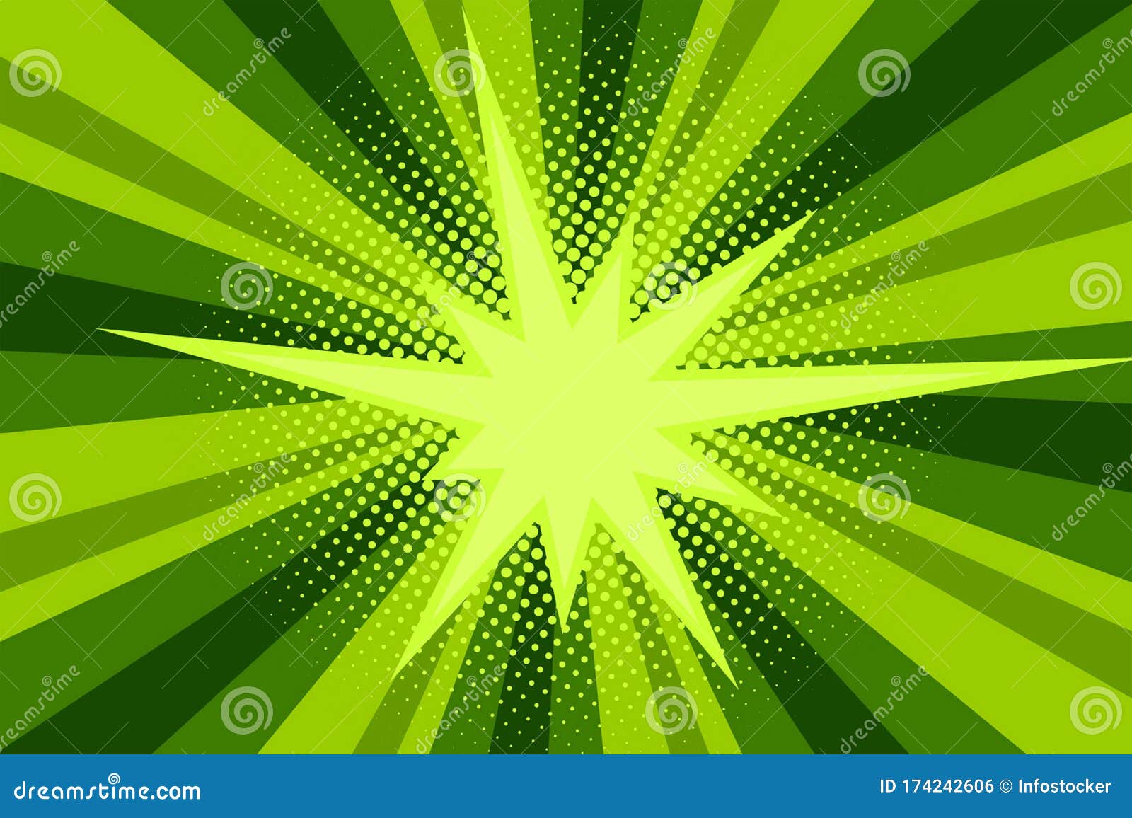 Comic Green Sunbeam Background Retro Pop Art Style Cartoon Stock Vector -  Illustration of retro, design: 174242606
