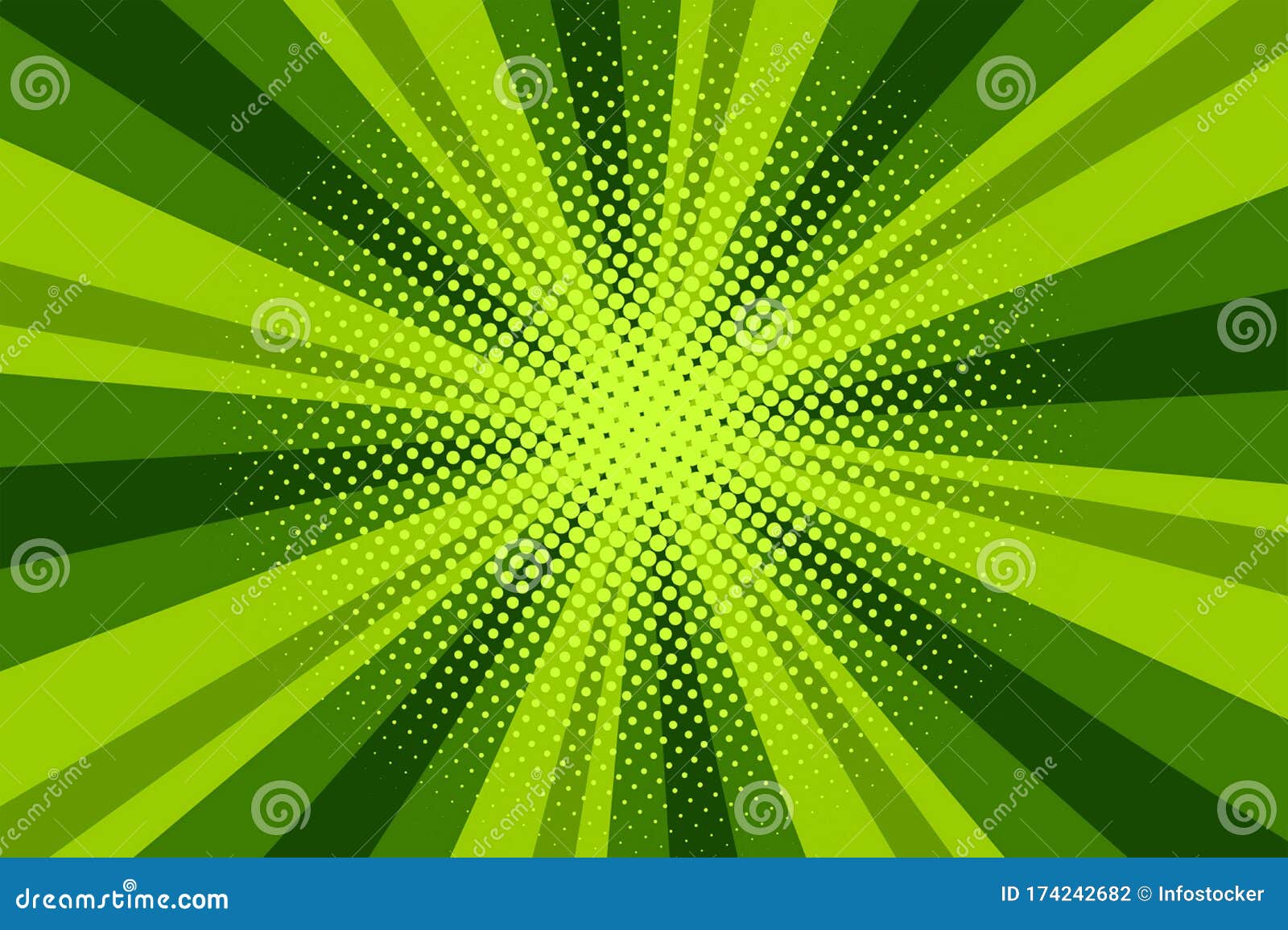Comic Green Sunbeam Background Retro Pop Art Style Cartoon Stock Vector -  Illustration of modern, background: 174242682