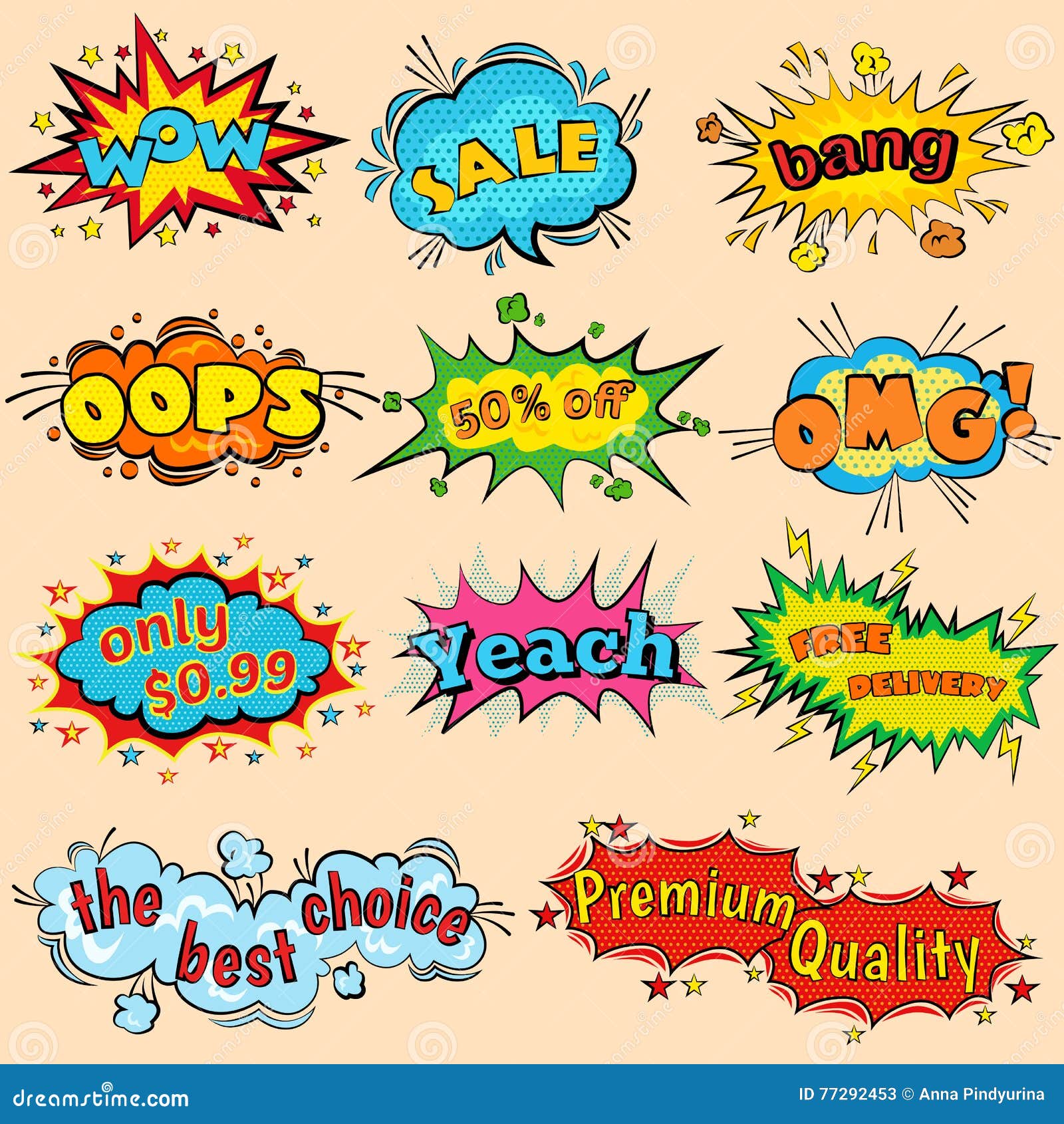 Comic Sound Effects in Pop Art Vector Style. Sound Bubble Speech with Word  and Comic Cartoon Expression Sounds Stock Vector - Illustration of sign,  icon: 77292453