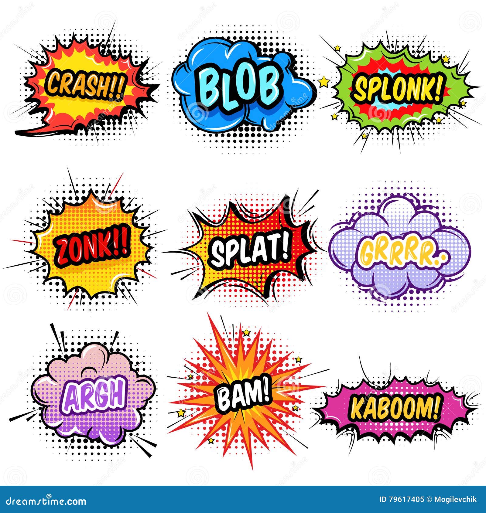 Colorful Comic Noise Clip Art Set Superheros Comic Book 