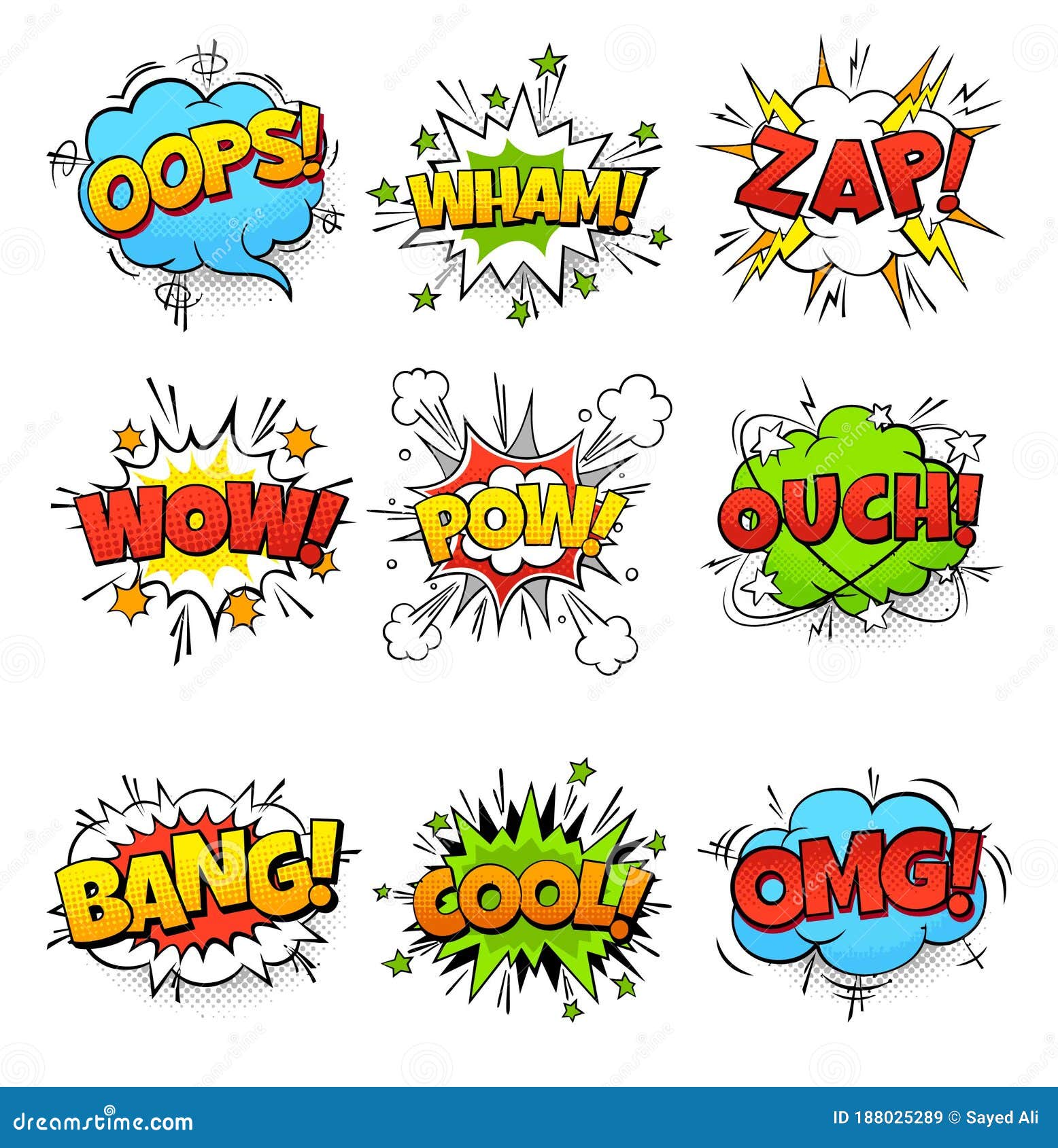 Comic Speech Bubbles. Cartoon Explosions Funny Comic Speech Pop Art, Including Oops, Wham, Zap, Wow, Pow,omg Etc. Stock Vector - Illustration of communication, colorful: 188025289 Comic Speech Bubbles. Cartoon Explosions Funny Comic Speech Pop Art, Including Oops, Wham, Zap, Wow, Pow,omg Etc. Stock Vector - Illustration of communication, colorful: 188025289
