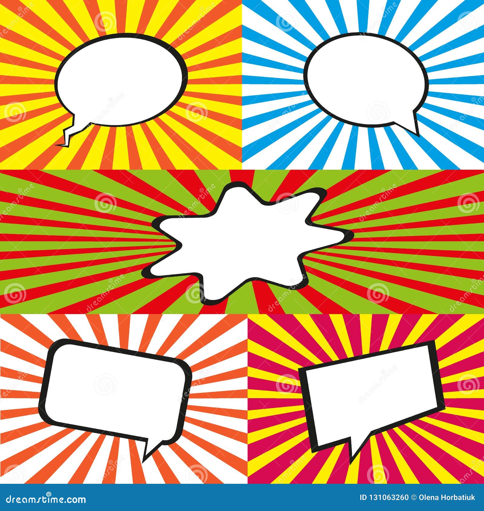 Comic Speech Bubbles On A Comic Strip Background, Vector Illustration Stock Vector