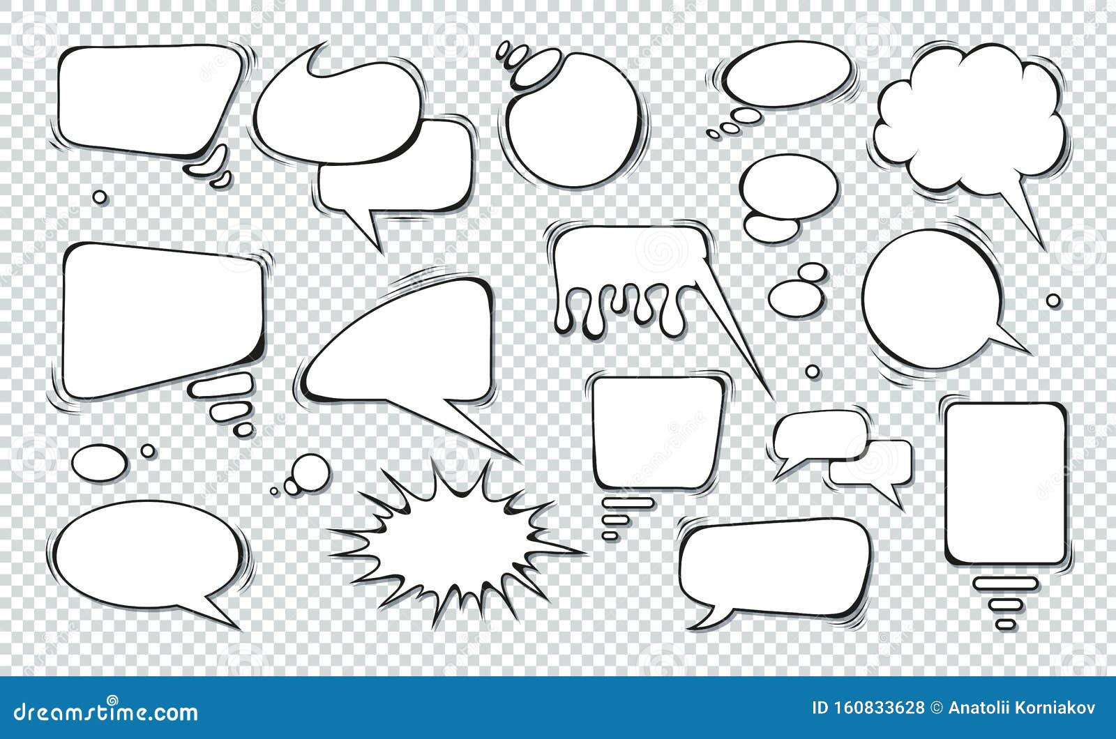 comic speech bubbles. set of speech bubbles. empty dialog clouds.  for comics book, social media banners,