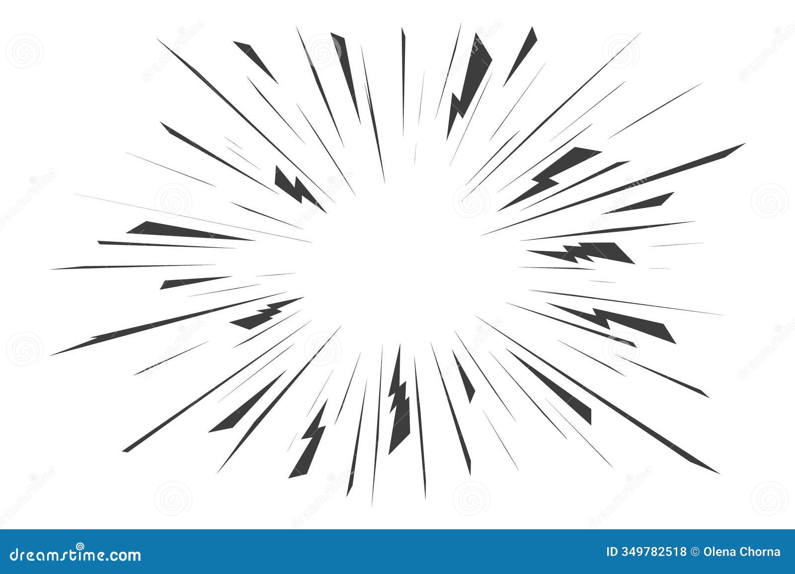 comic speed lines. radial manga burst.  cartoon action and motion rays with lightnings. boom effect with