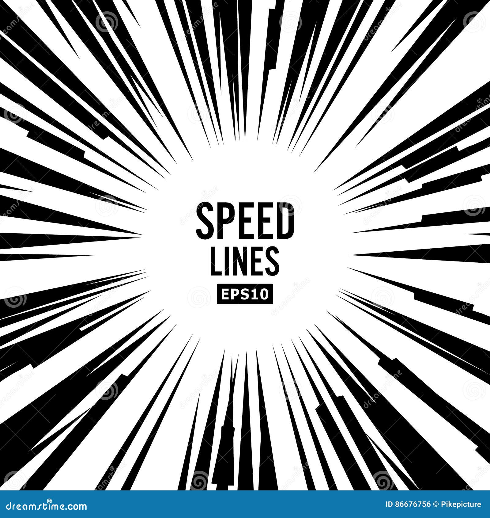 Radial comics lines. Comic book speed horizontal line cover speed texture  action ray explosion hero drawing cartoon set Stock Vector