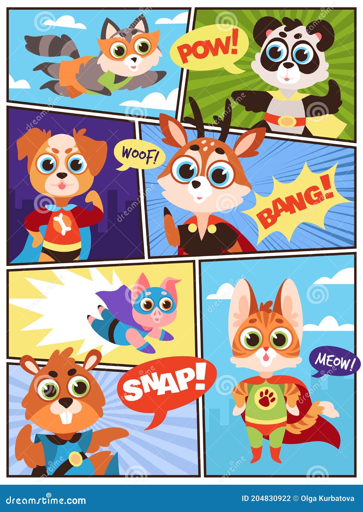 Comic Super Animals. Comics Storyboard with Funny Costumed Masked Beasts  Superheroes and Speech Bubbles. Kids Heroes Stock Vector - Illustration of  cute, cartoon: 204830922
