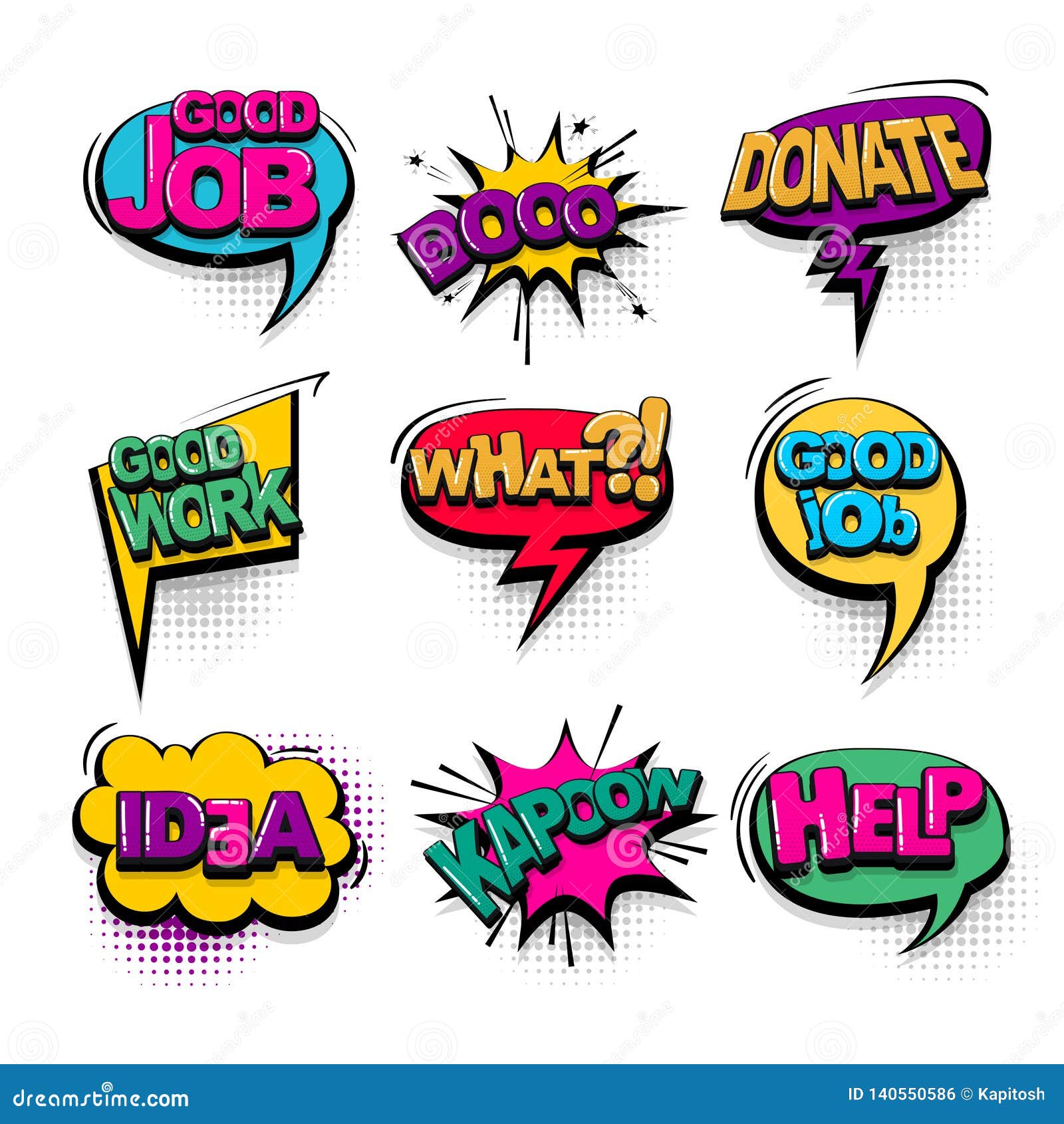 Comic Text Collection Sound Effects Pop Art Style Stock Vector