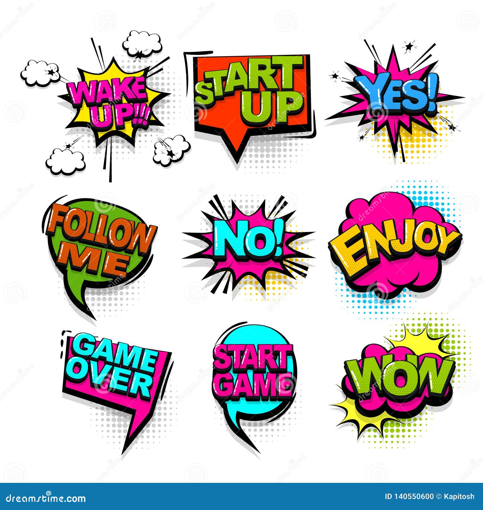 Comic Text Collection Sound Effects Pop Art Style Vector - Illustration funny, cartoon: