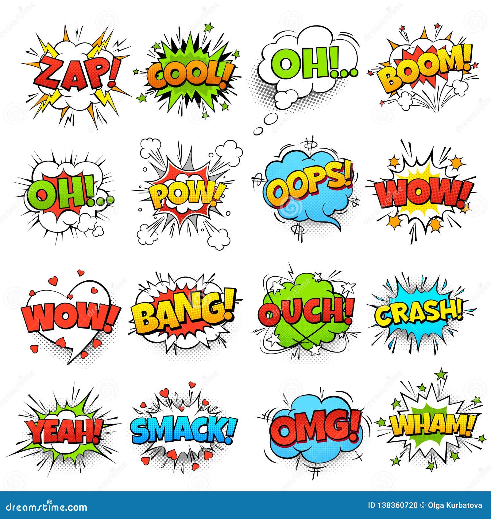 Set comic book bubble stickers Royalty Free Vector Image