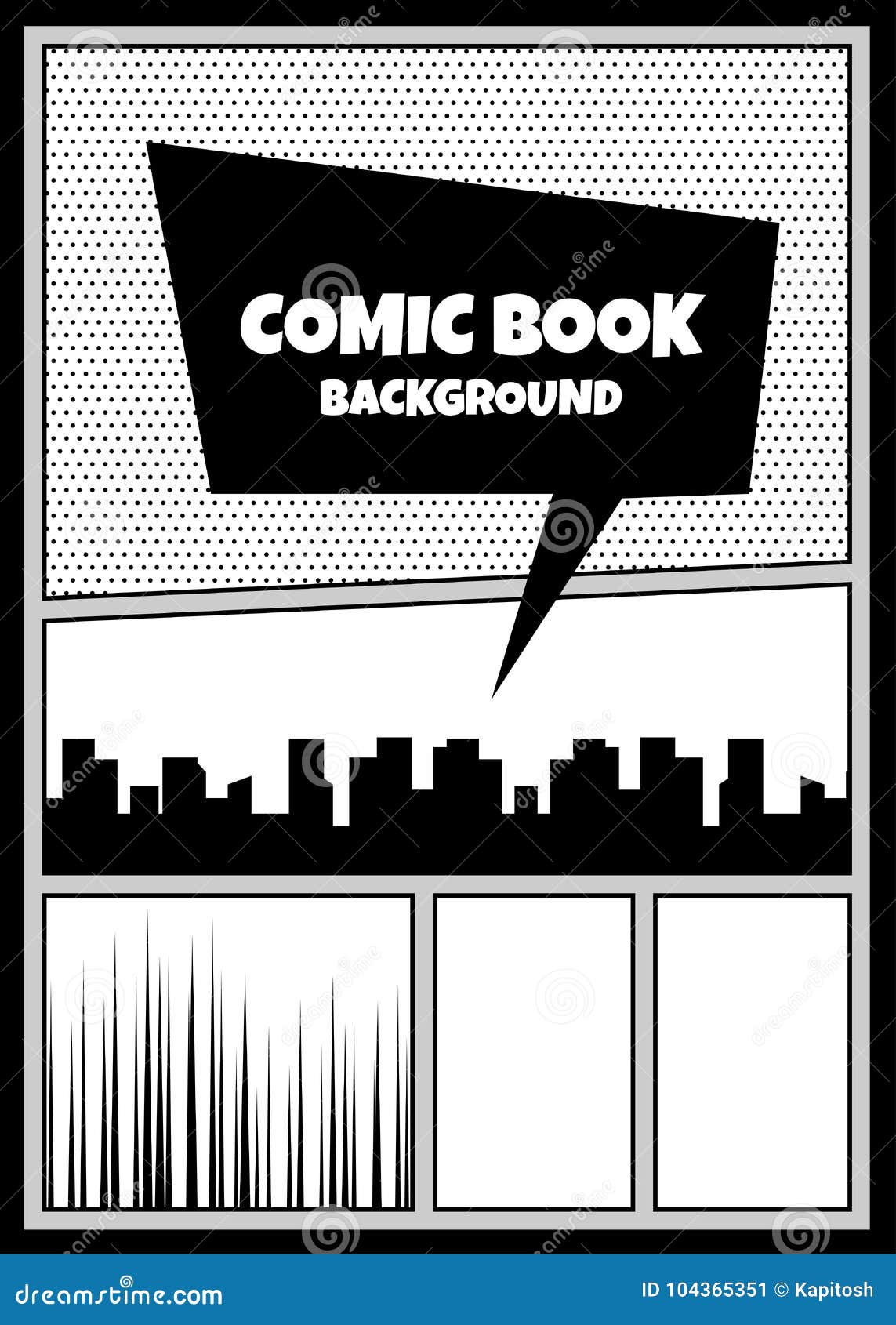 Download Comic Book Pop Art Monochrome Mock Up Stock Vector Illustration Of Manga Page 104365351