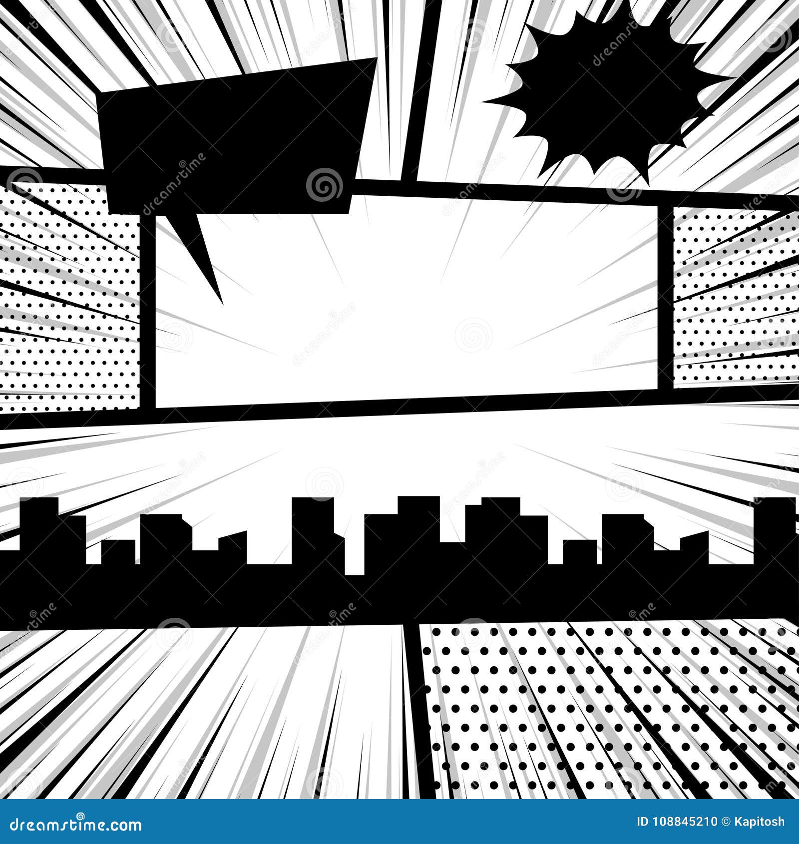 Download Comic Book Pop Art Monochrome Mock Up Stock Vector Illustration Of Cartoon Halftone 108845210