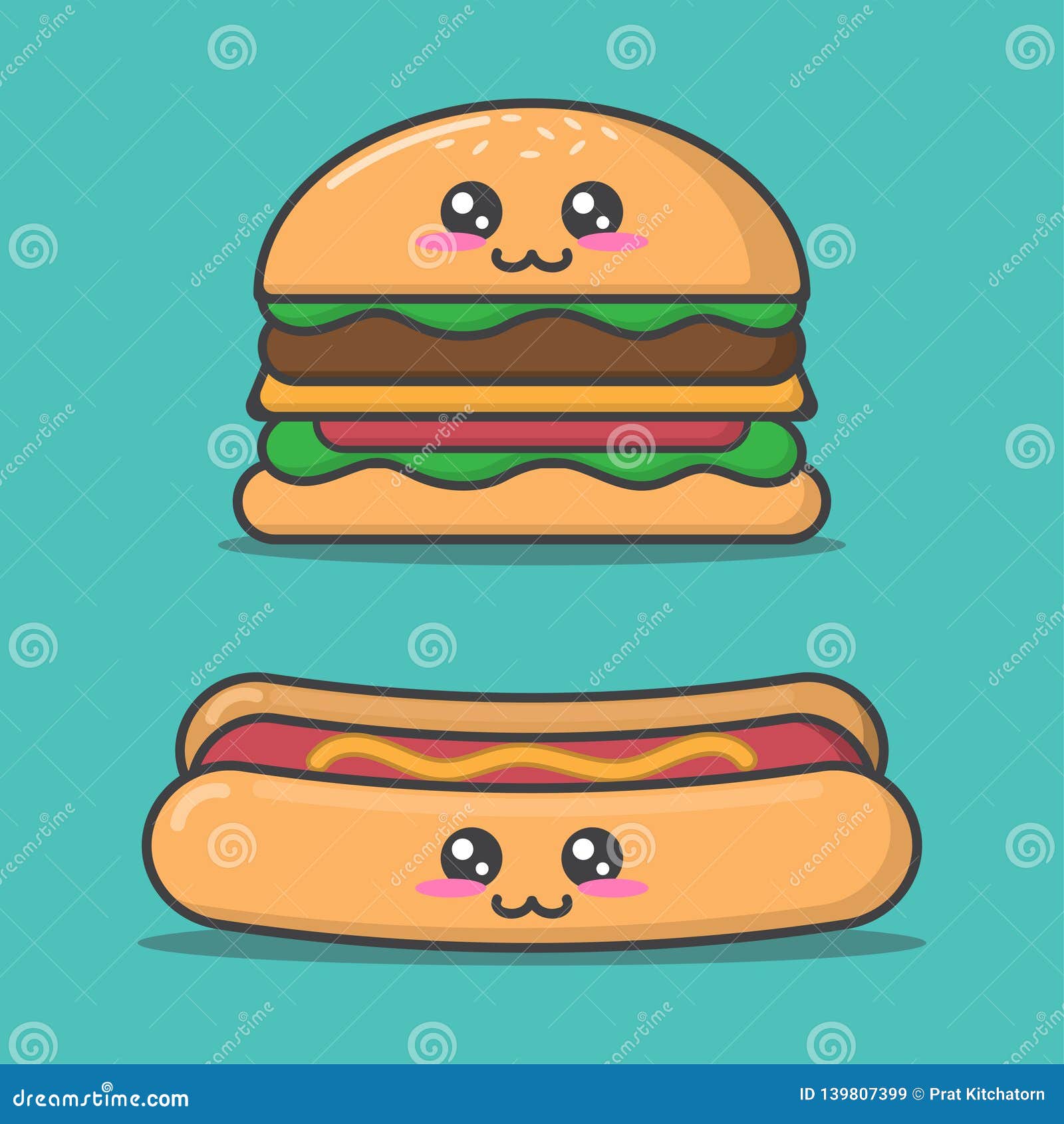 Desenho de comida lixo kawaii bonito