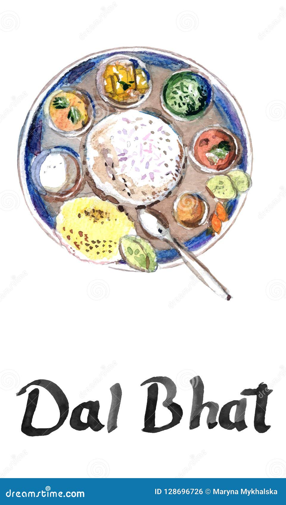 Comida Local De La Receta De Dal Bhat De Nepal Y De La India, Cocina,  Waterco Stock de ilustración - Ilustración de cocina, placa: 128696726