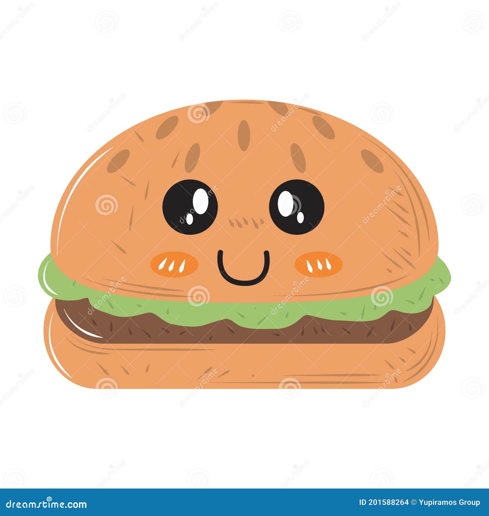 Kawaii desenho animado hambúrguer fast food imagem vetorial de