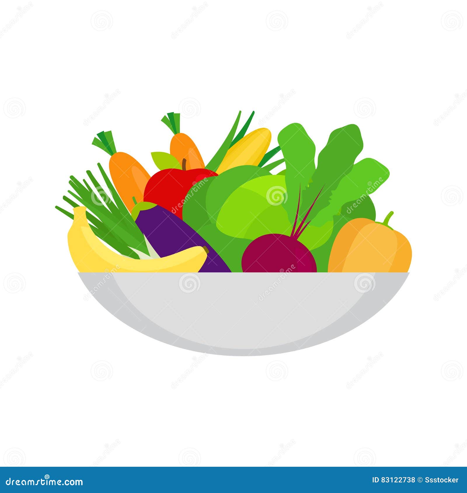 Comida Saludable En El Plato Ilustración del Vector - Ilustración de  invitar, elemento: 83122738, image size:1600x1690