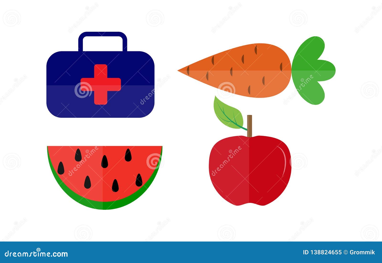 Comida Sana Y Un Equipo Médico, Dibujo Simple Ilustración del Vector -  Ilustración de hospital, elemento: 138824655
