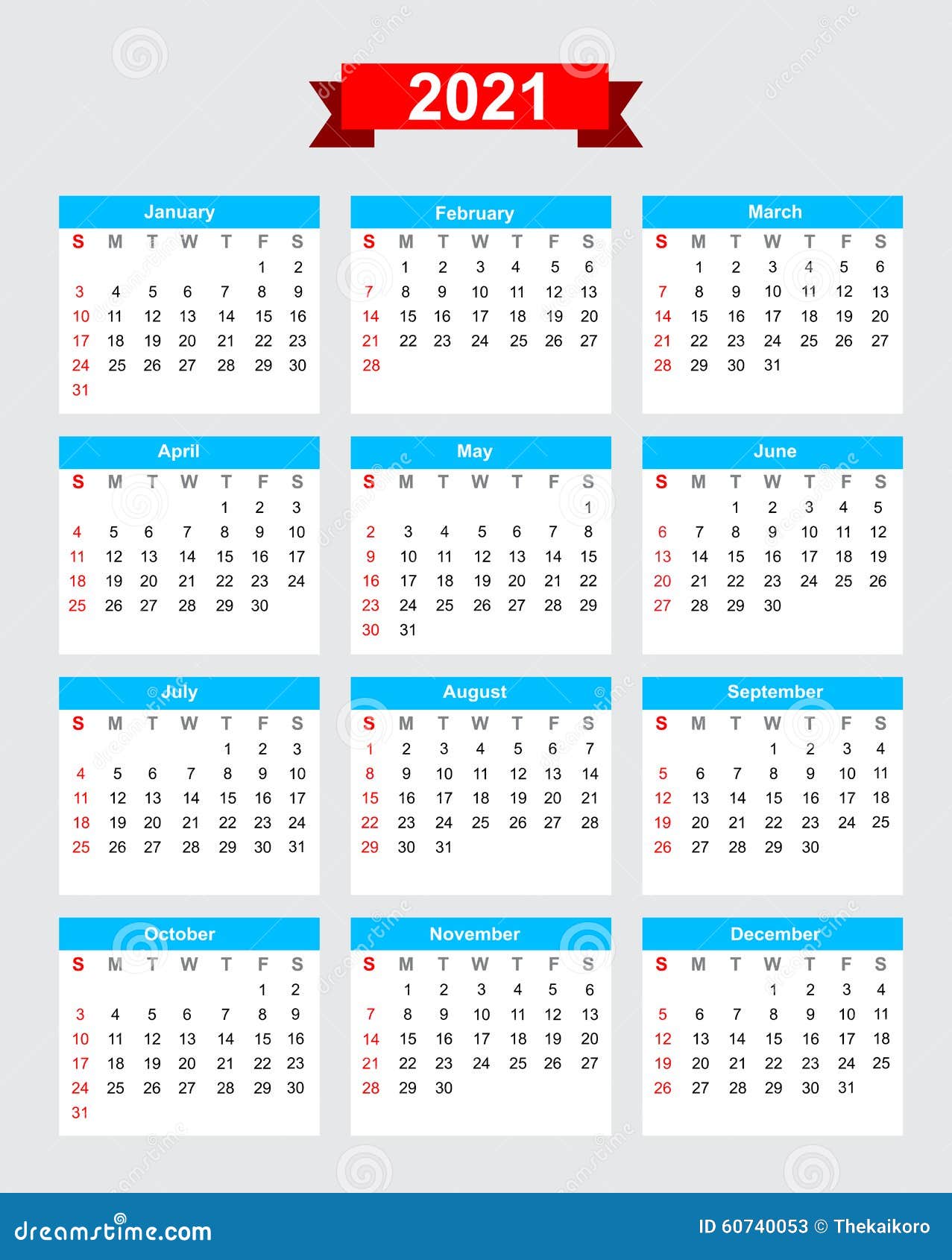 Comienzo Domingo De La Semana De Calendario 2021