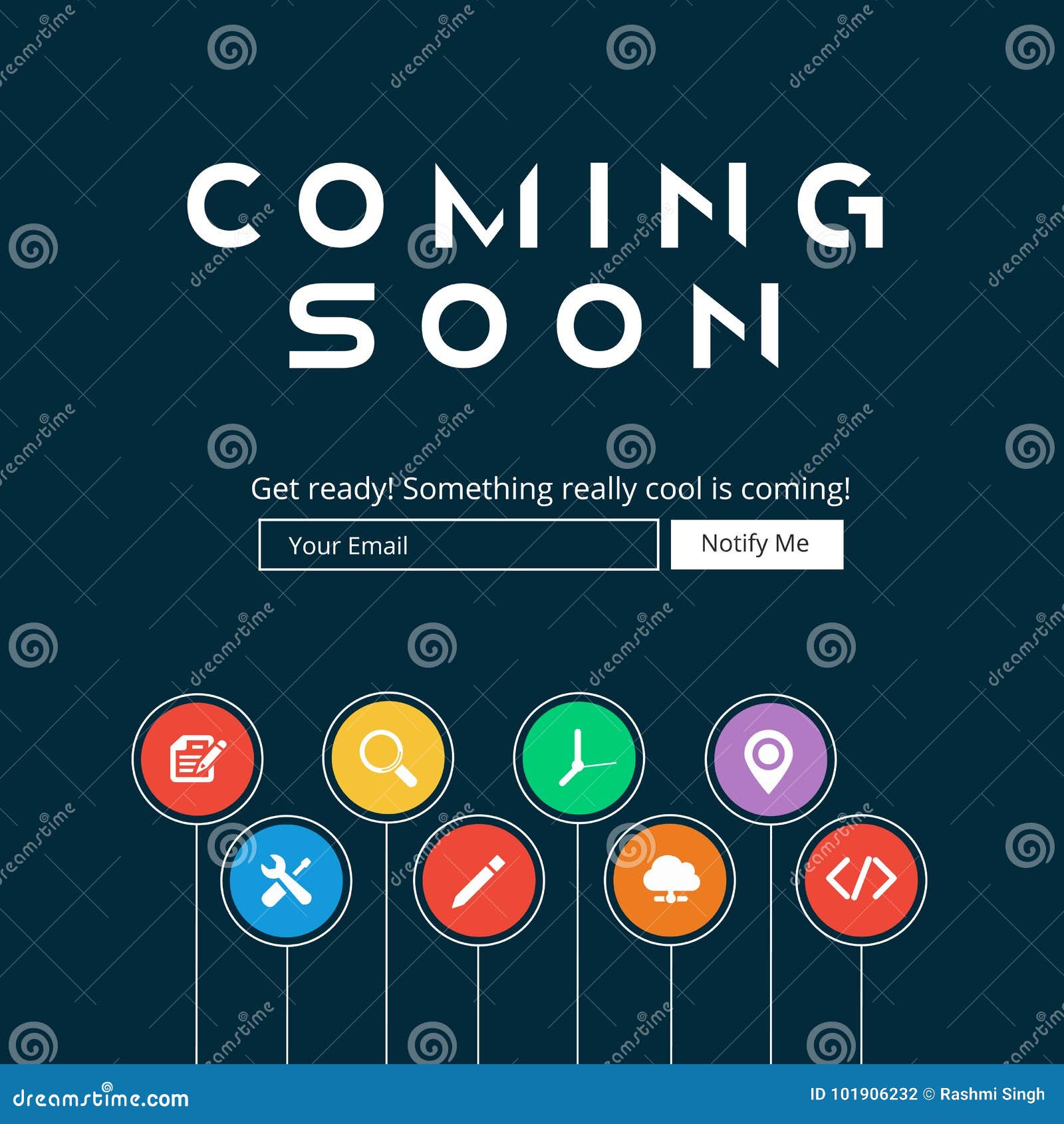 Coming Soon Website Template. Stock Vector - Illustration ...