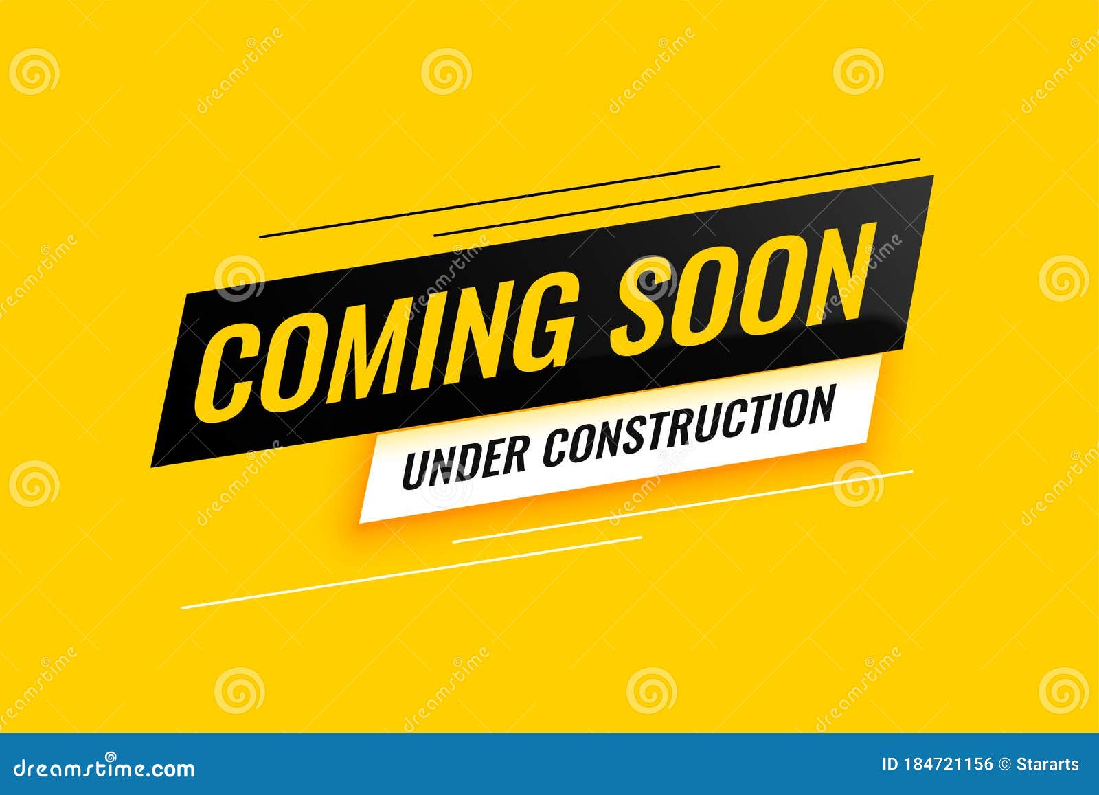 Coming Soon Under Construction Yellow Background Design Stock Vector