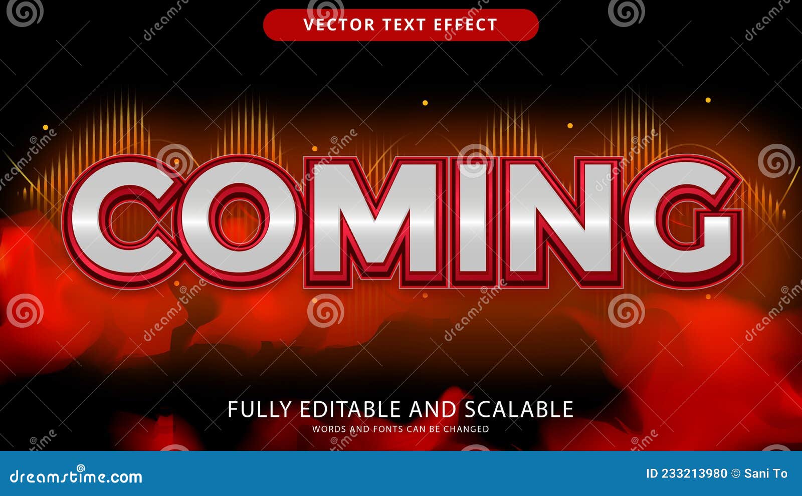 coming text effect editable eps file
