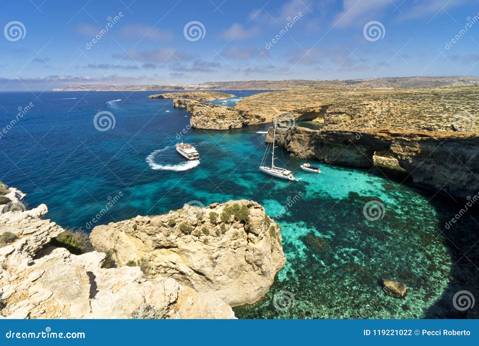 malta, comino island, panoramic view of the cliffs and the sea