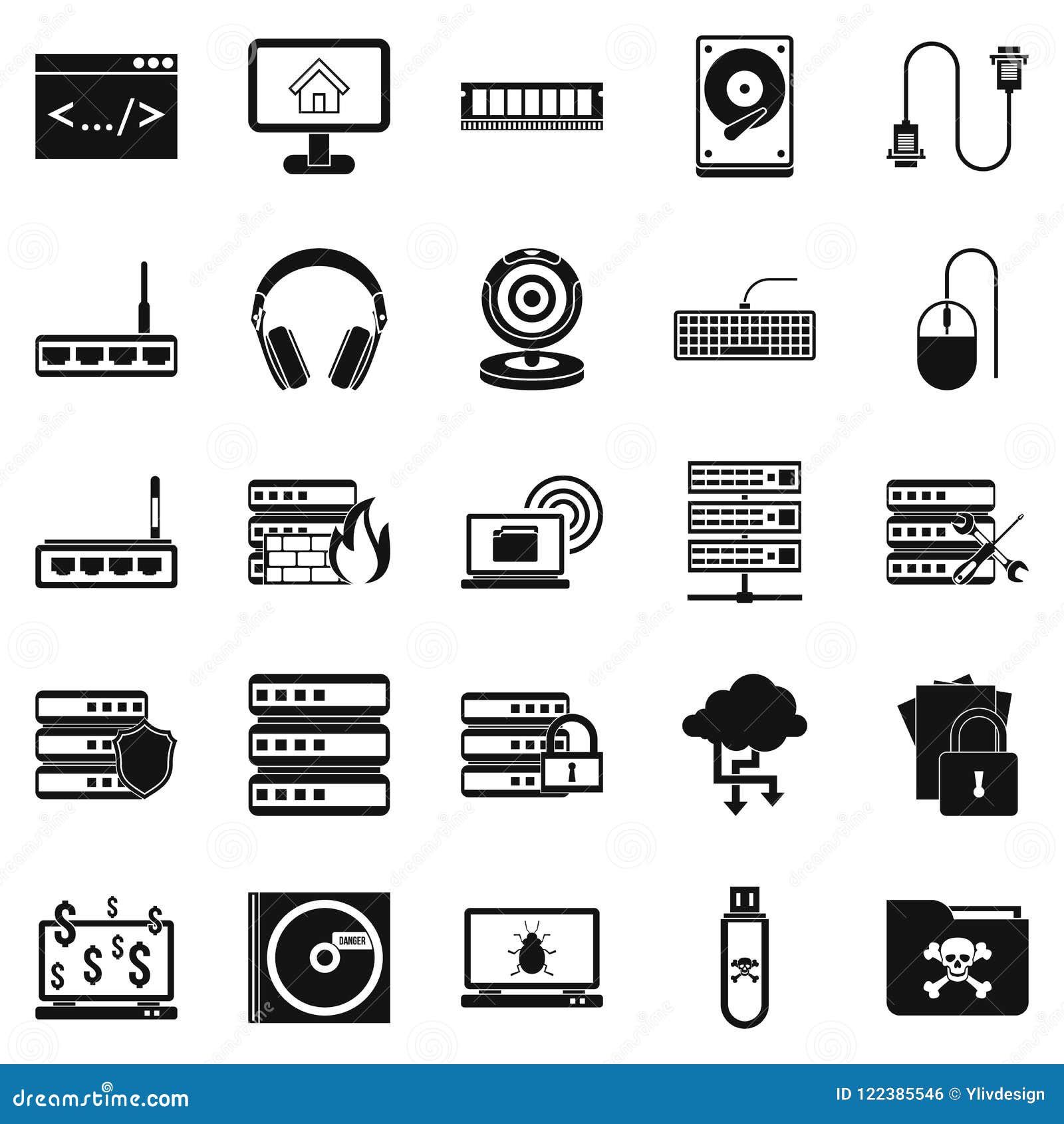 Command Line Icons Set, Simple Style Stock Vector - Illustration of ...