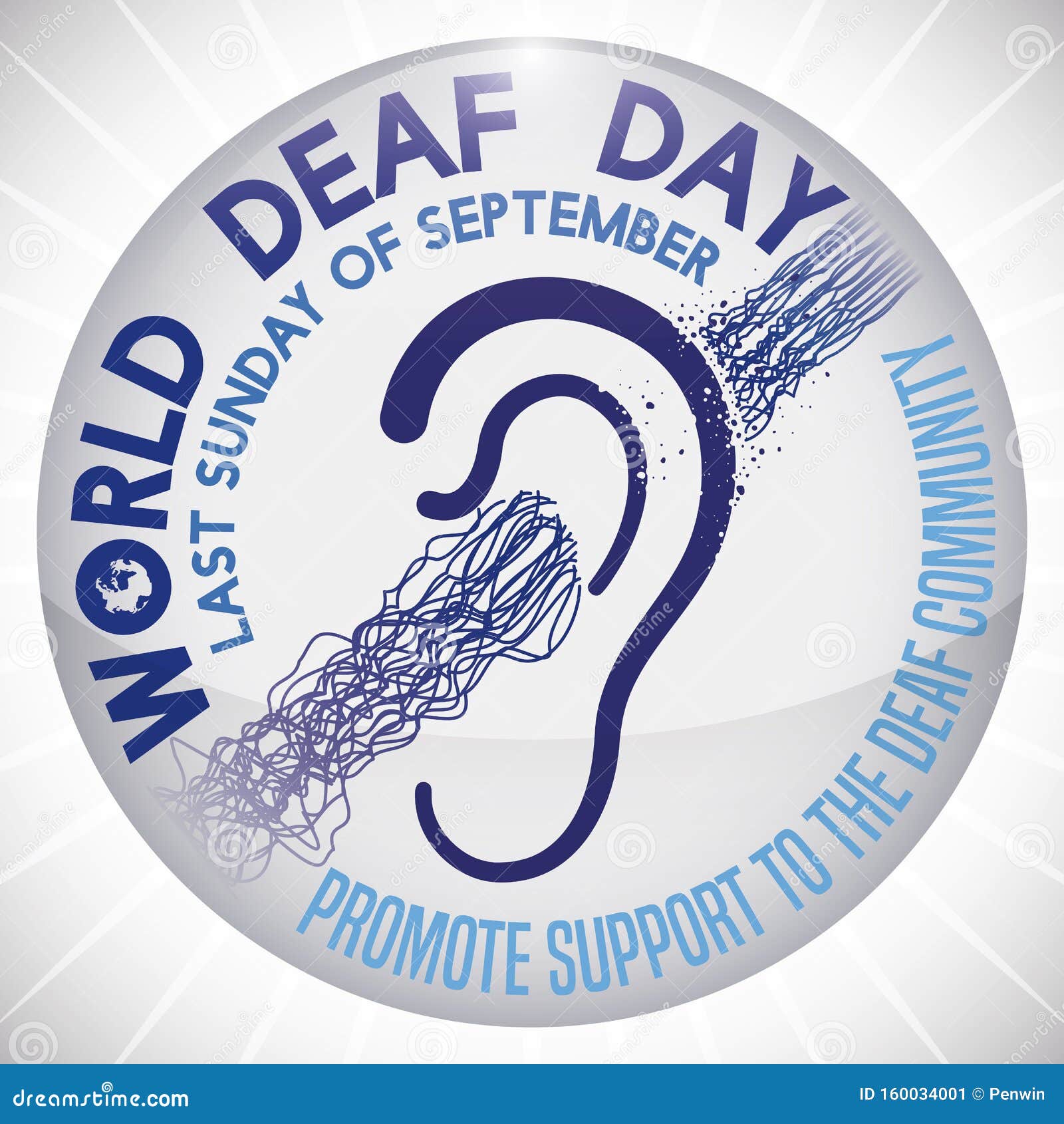 Commemorative Awareness Button for World Deaf Day Celebration, Vector