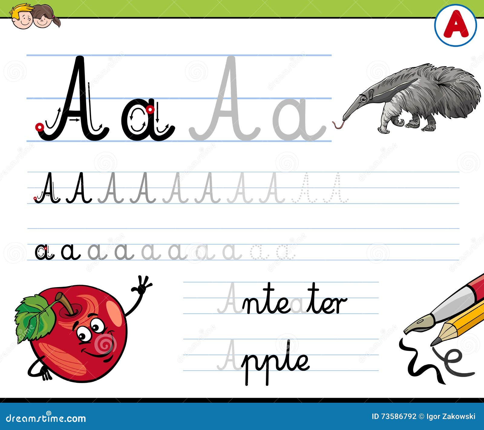 Comment Ecrire La Lettre A Illustration De Vecteur