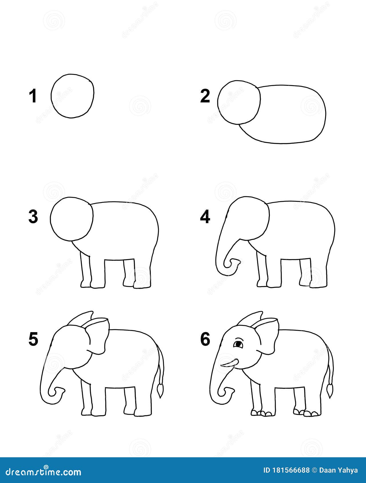 Comment Dessiner Un éléphant Facilement Comment Dessiner L'illustration De La Bande Dessinée Eléphant Pas à Pas