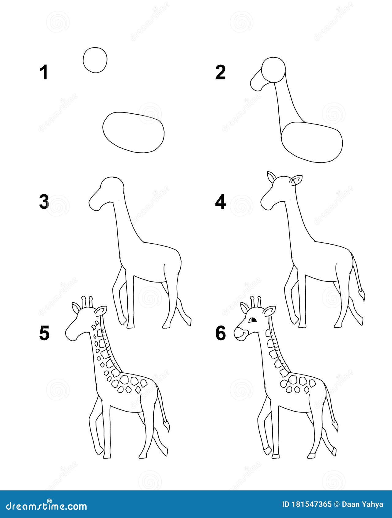 Comment Dessiner La Girafe Avec Une Illustration En 6 Etapes Avec Fond Blanc Illustration Stock Illustration Du Vache Renard 181547365