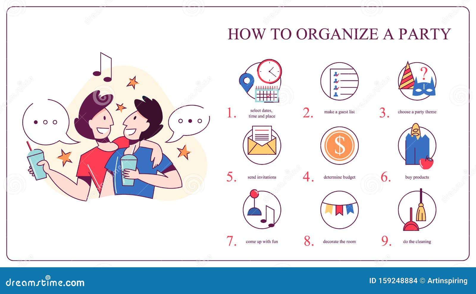 Comment Organiser Une Fete D Anniversaire Choisir La Nourriture La Musique Illustration De Vecteur Illustration Du Nourriture Organiser Comment Organiser Une Fete D Anniversaire Choisir La Nourriture La Musique Illustration De Vecteur Illustration Du Nourriture Organiser