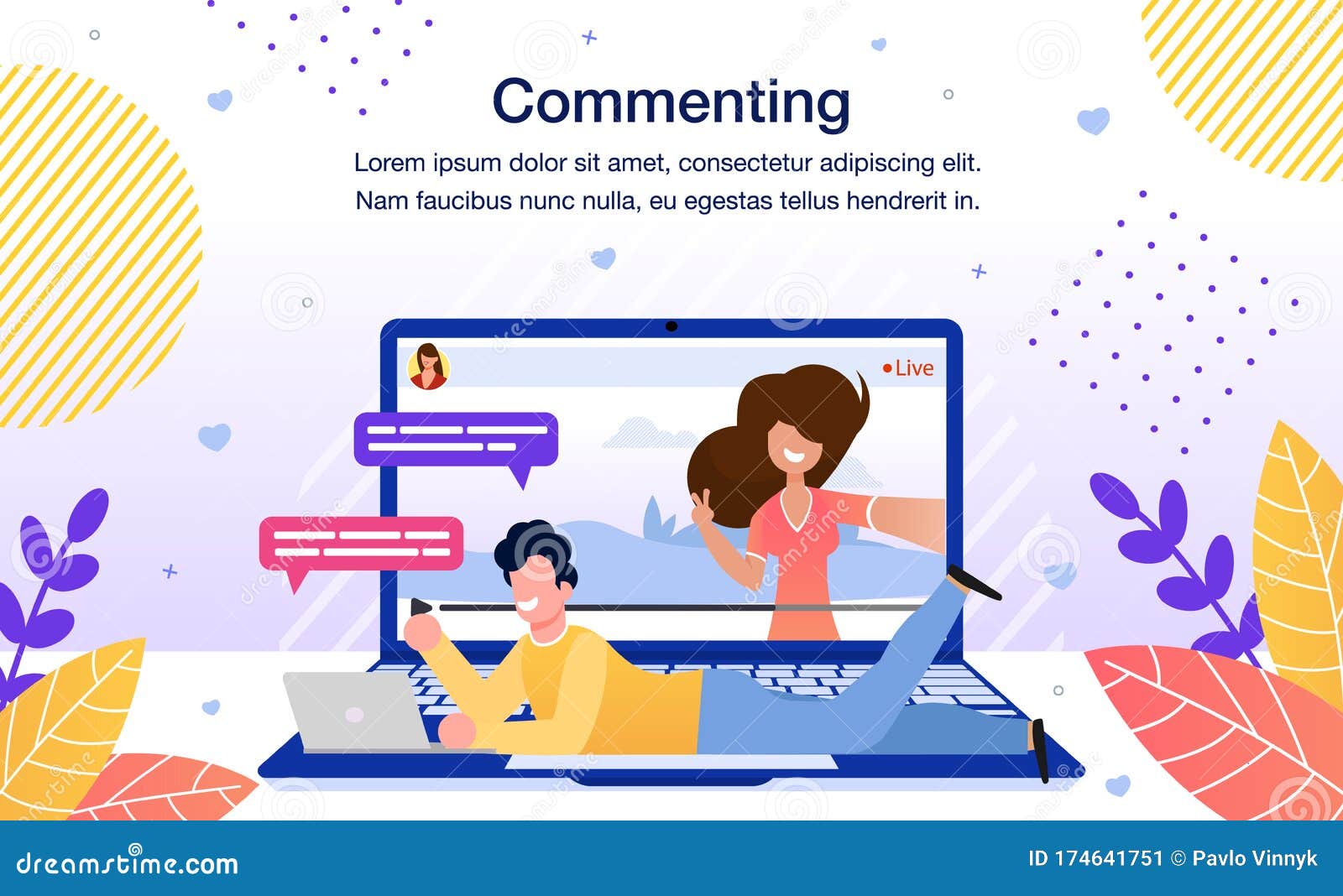 Commenting Bloggers Content Vector Poster Template Stock Vector Illustration of