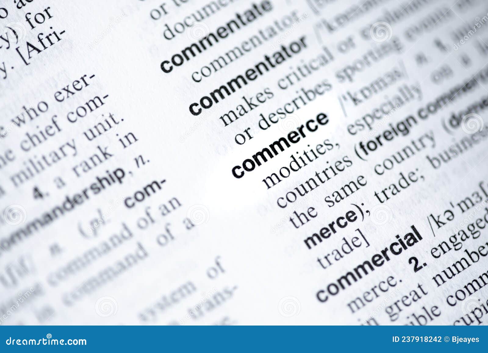 Commerce Printed in English Stock Photo - Image of printed, paper: 237918242