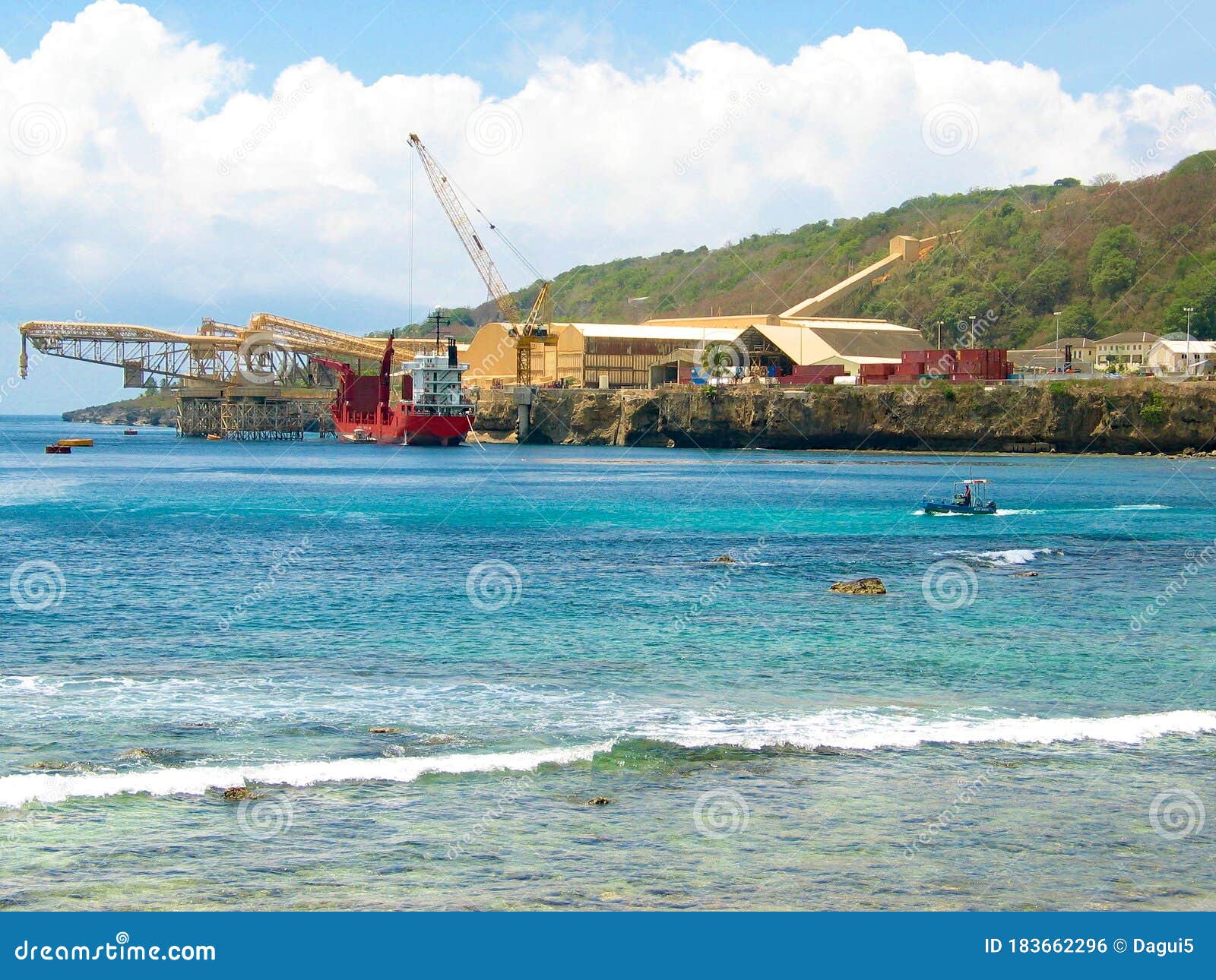 Chemical Offloading Conveyor Belt In Ore Mining On Christmas Island In Australia. Stock Photo ...