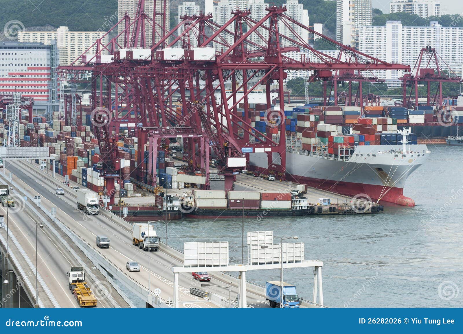 Commercial container port stock photo. Image of carrier 26282026