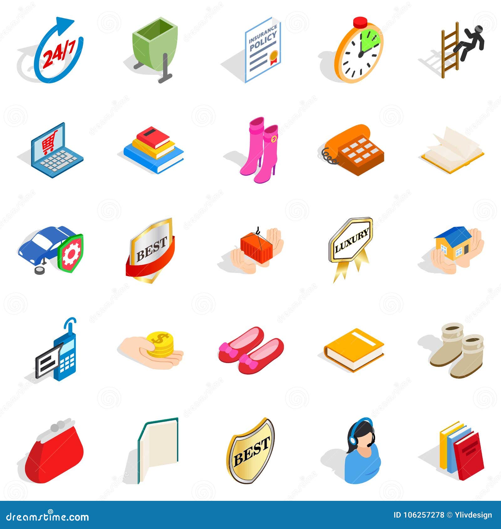 Commercial Icons Set Isometric Style Stock Vector Illustration Of