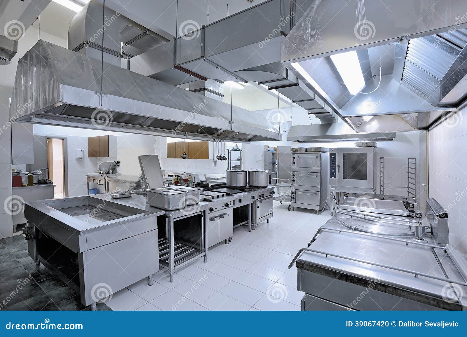Commercial kitchen stock photo. Image of steel, hard 39067420