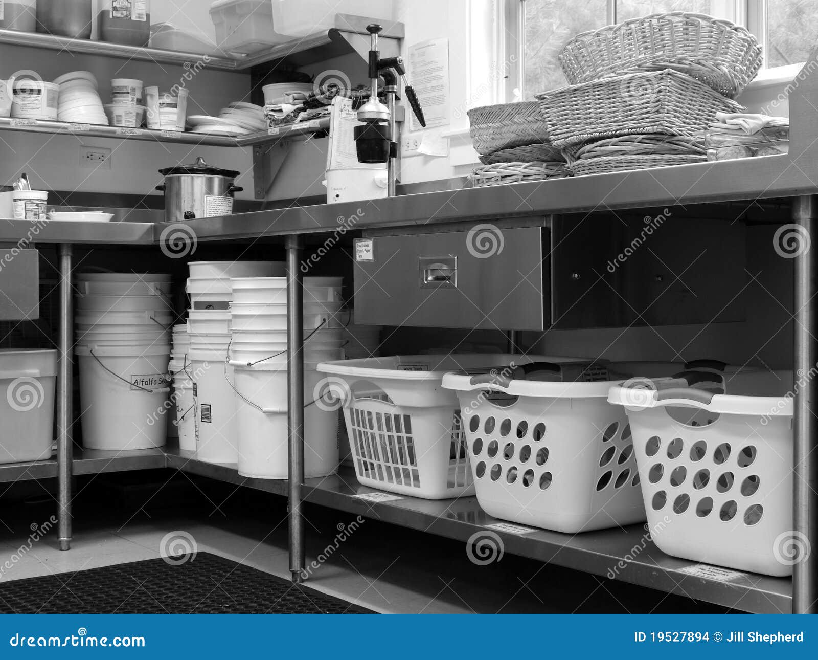 Commercial Kitchen Laundry Baskets Stock Photo Image of restaurant