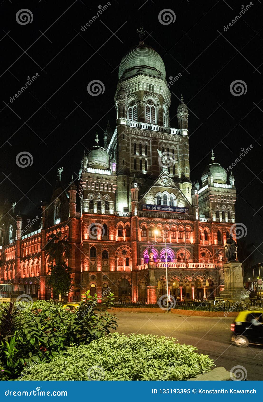 commissioner bmc building in mumbai at night.