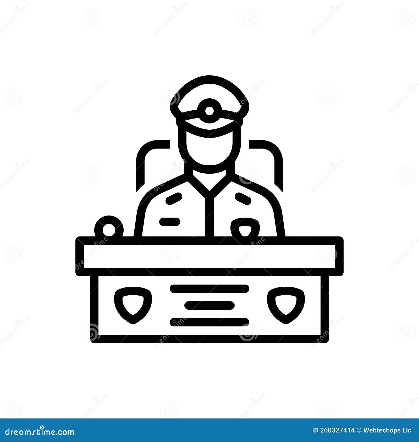 black line icon for commissioner, officer and commissary