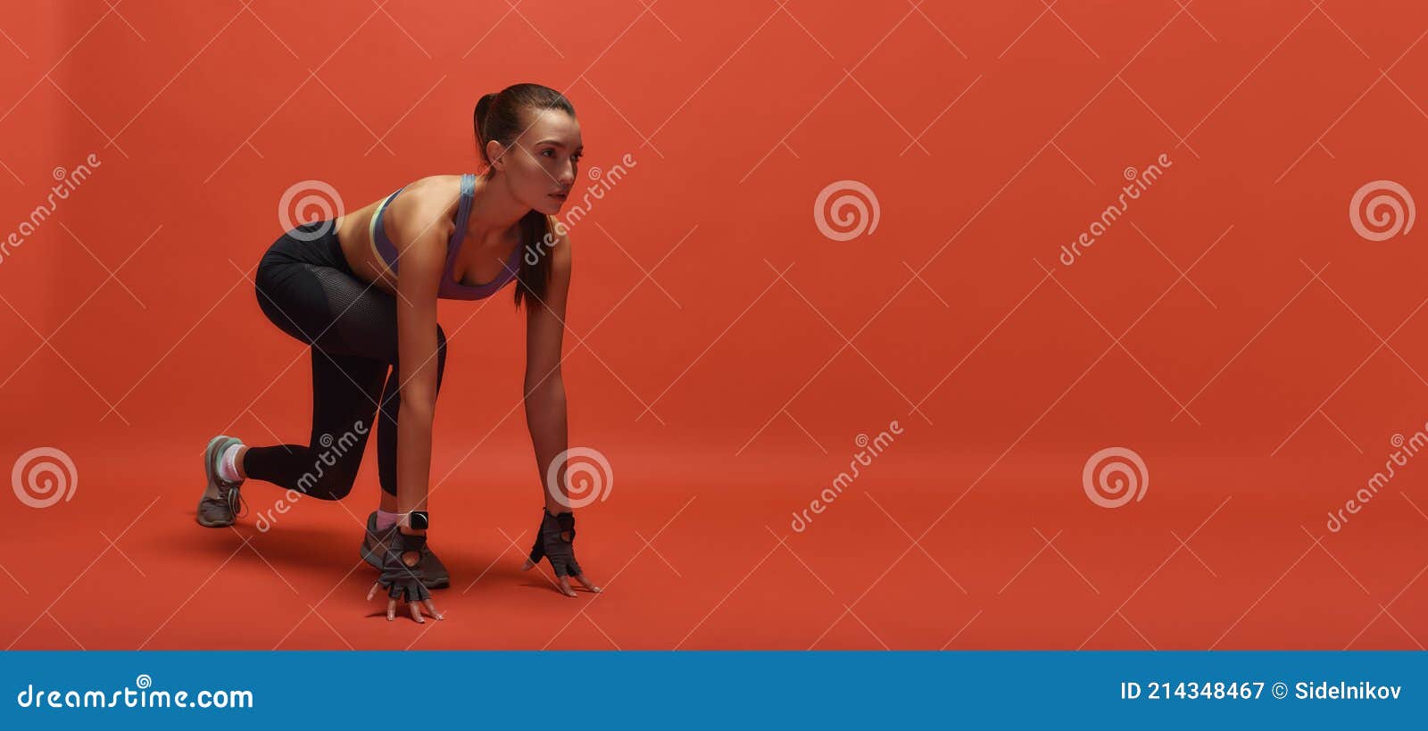 commit to be strong and fit. sportswoman having work out