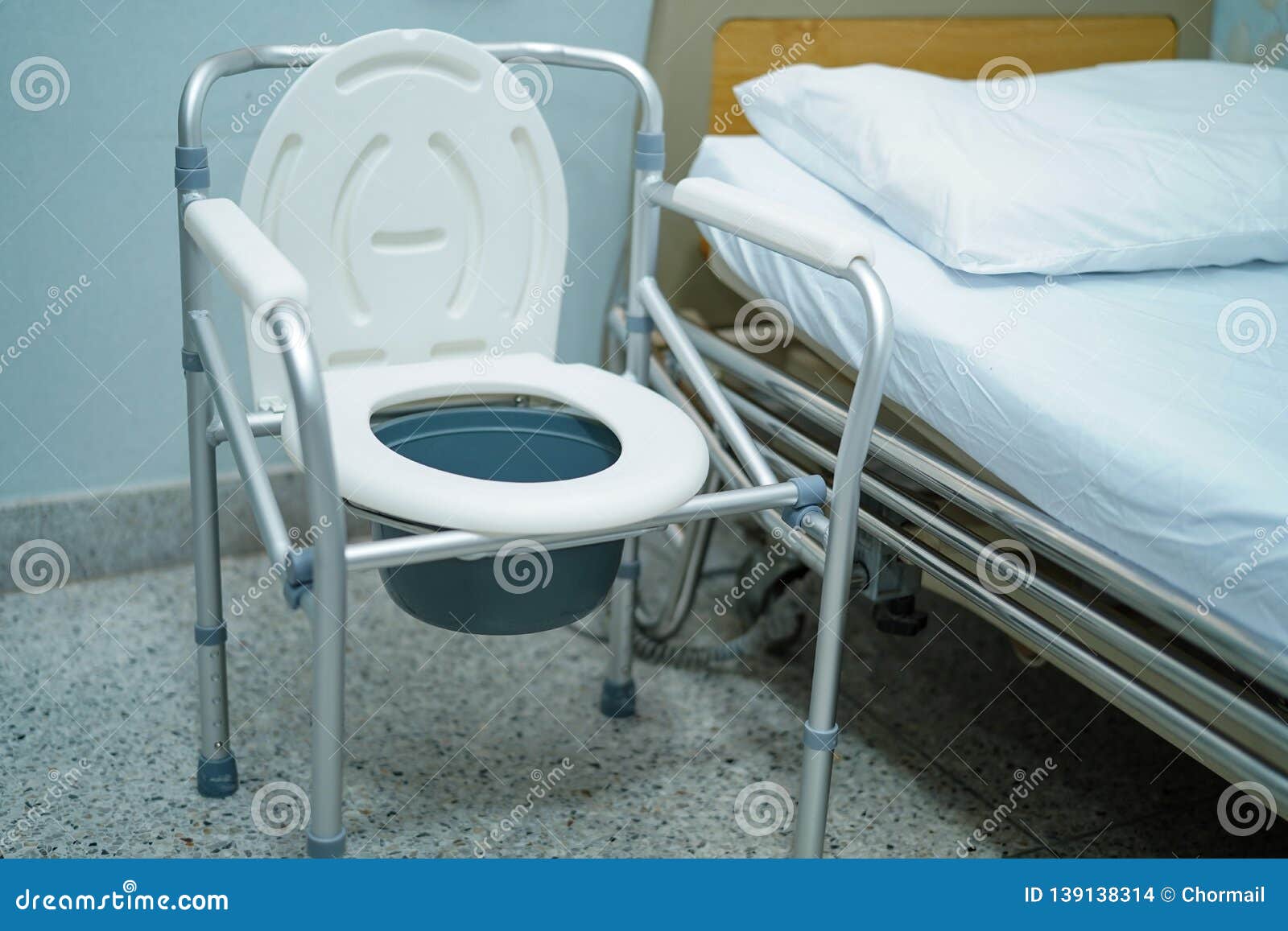 commode chair or mobile toilet can moving in bedroom or everywhere for elderly old disabled people or patient
