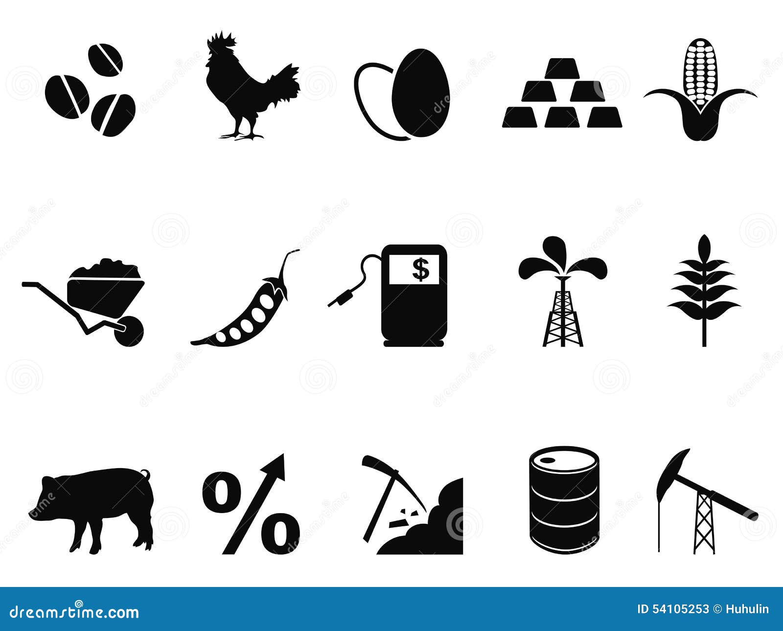 Commodities Oil, Corn, Gold And Silver RoyaltyFree Stock Photography