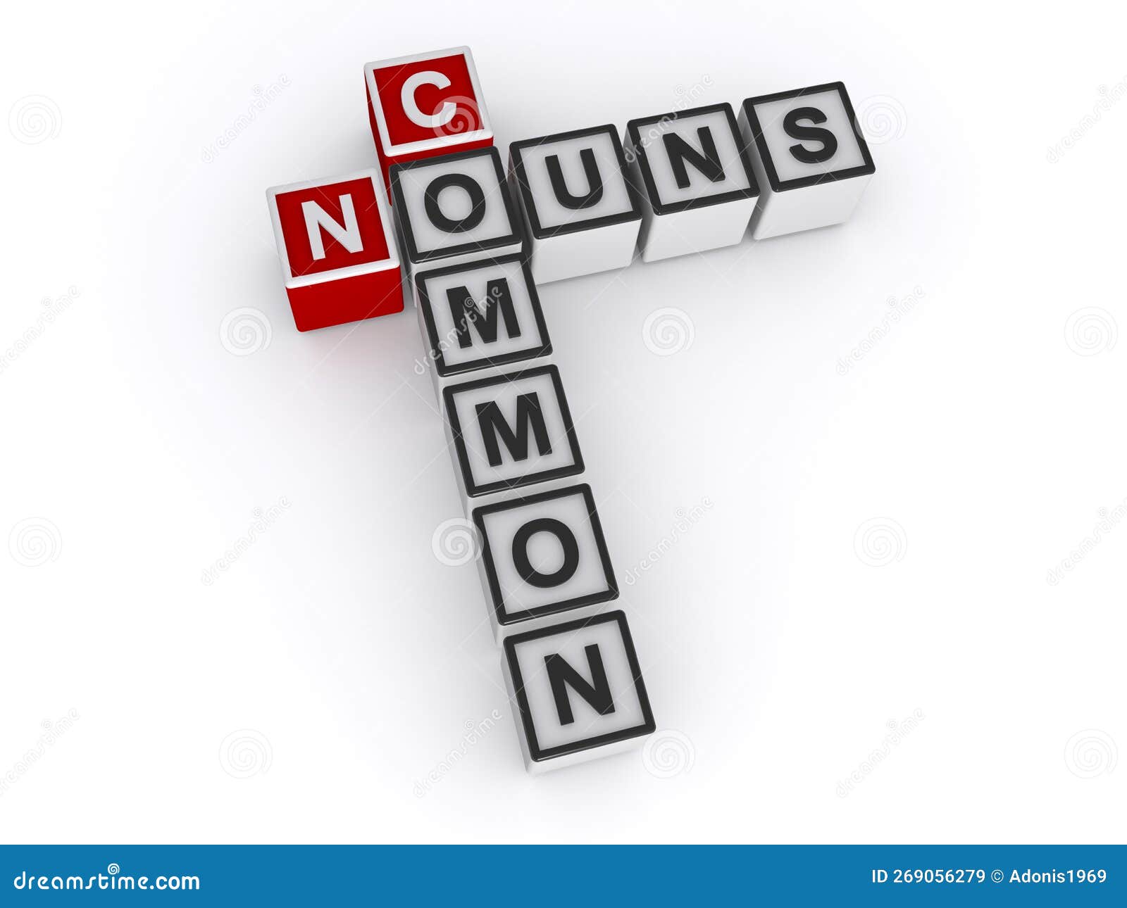 common nouns word block on white