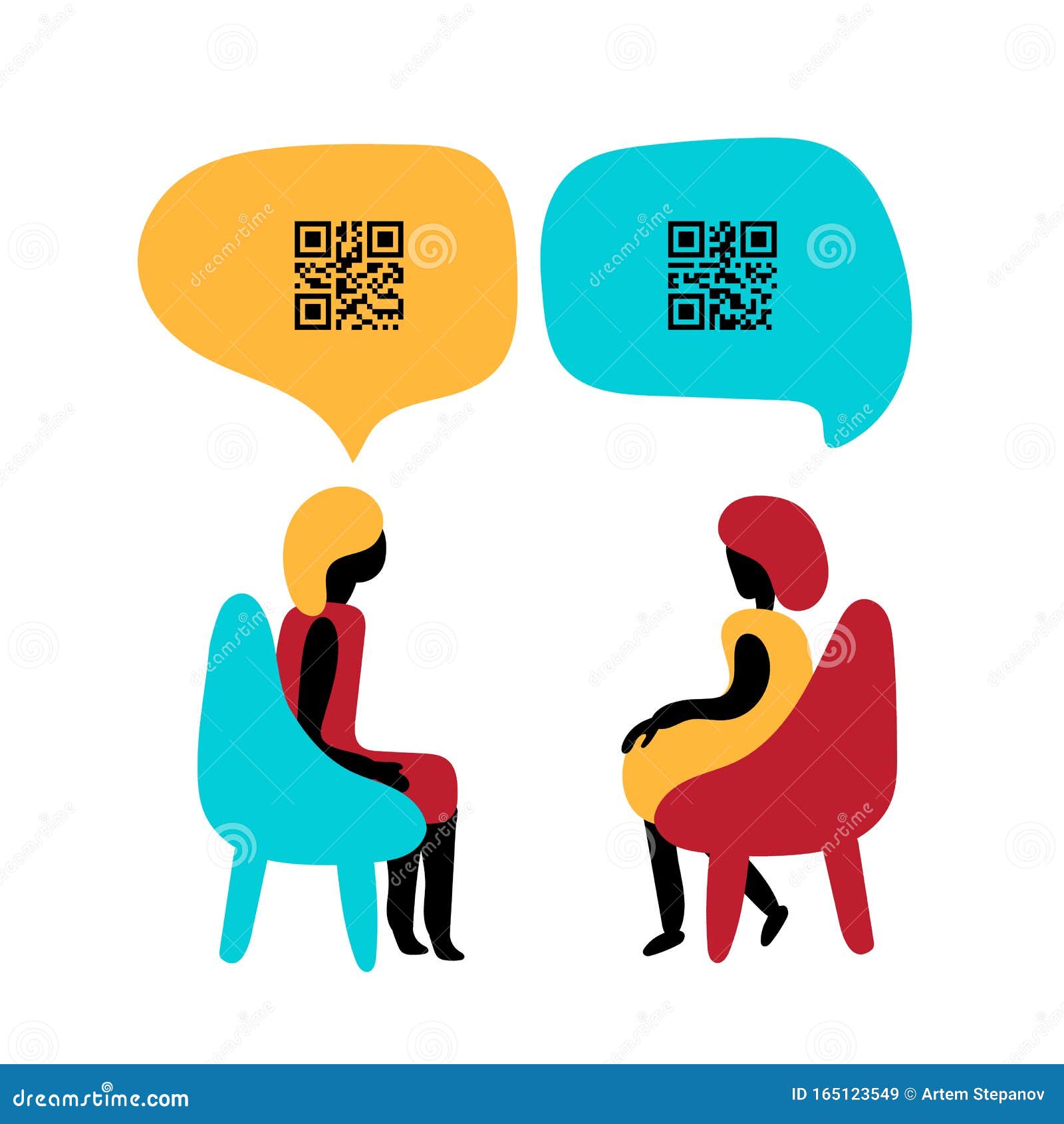 Communicate with Coded Messages Using QR Code Stock Vector Illustration of emotional, concept