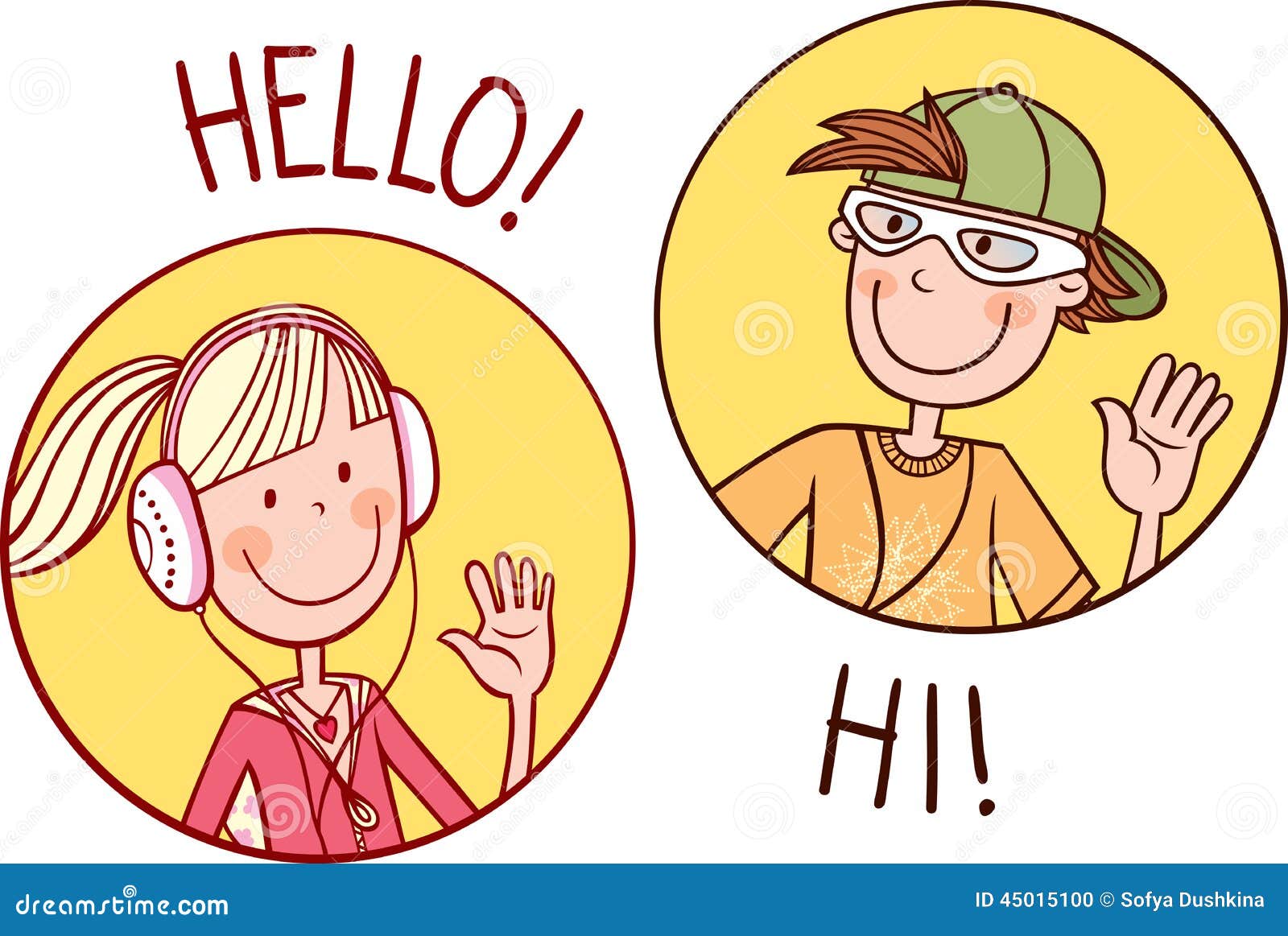 Illustration of hello, communication, people - 45015100.