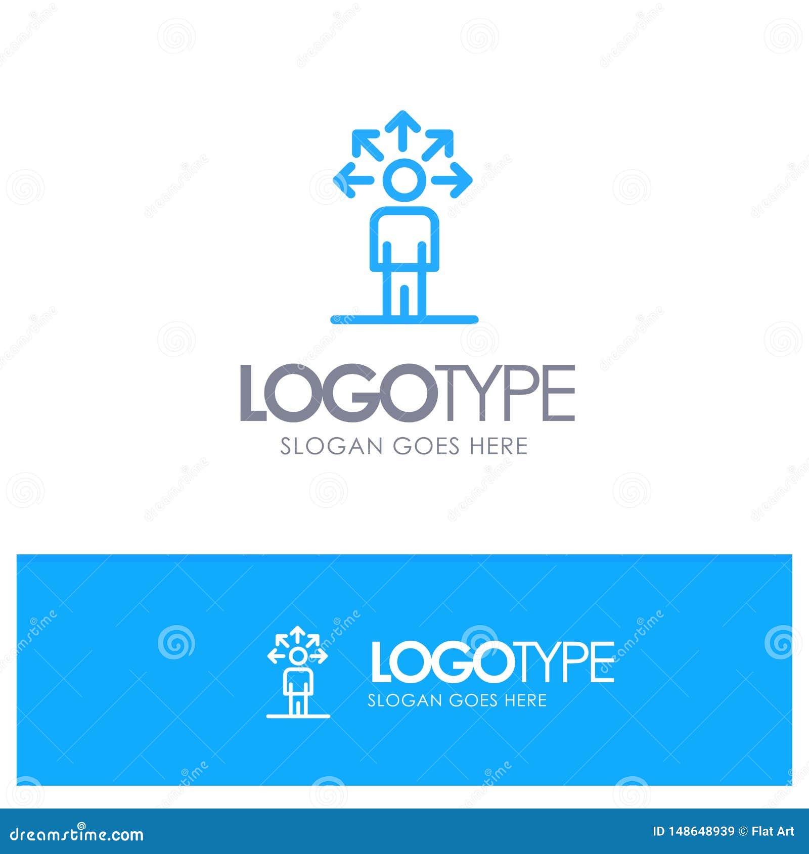 communication, abilities, connection, human blue outline logo with place for tagline