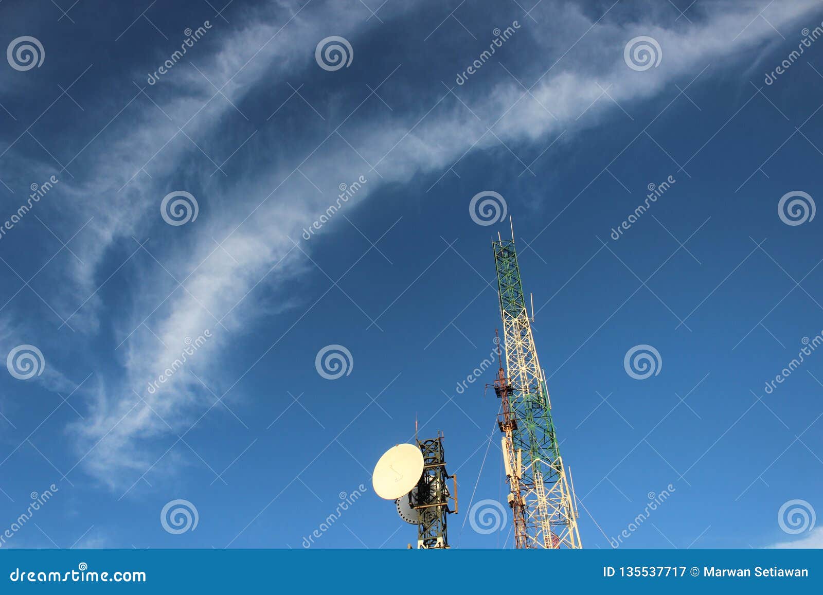 Communication Network Pole from Mount Bromo Stock Image Image of