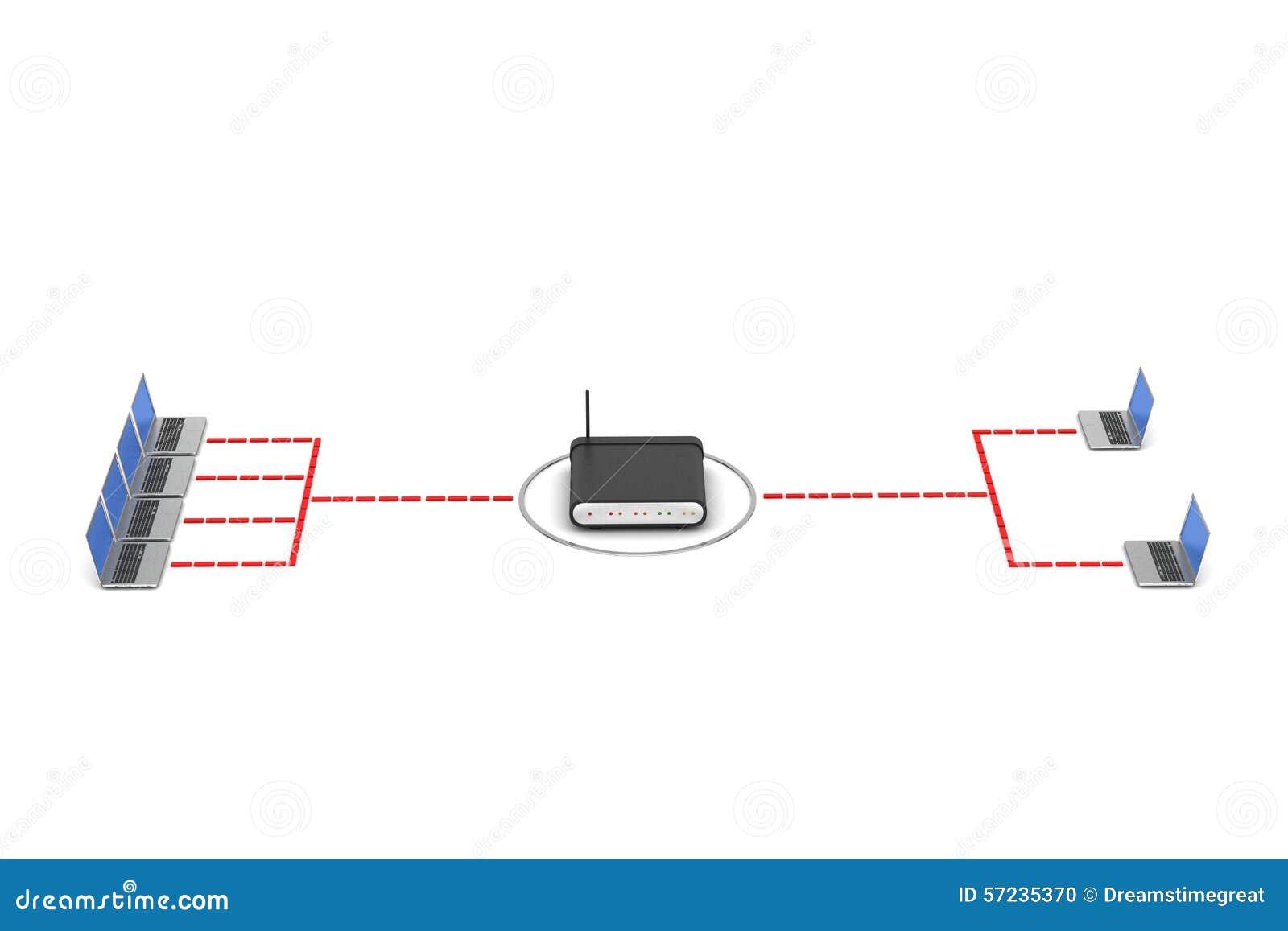 Communication Network through Router Stock Illustration Illustration